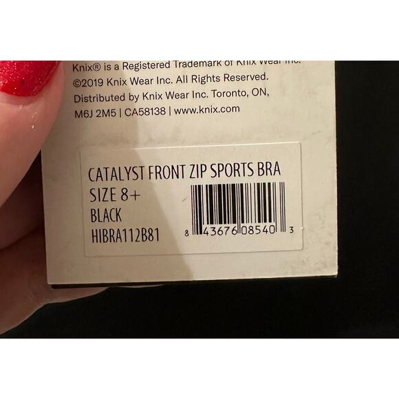 Knix- Catalyst Front Zip Sports Bra - Black - Size 8+ (NWT) - Picture 5 of 11